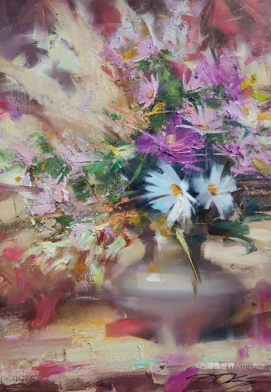 虚实之美，俄罗斯画家奥克泰阿布的花卉刀画！