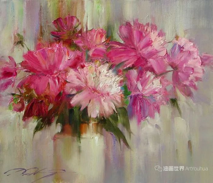 虚实之美，俄罗斯画家奥克泰阿布的花卉刀画！