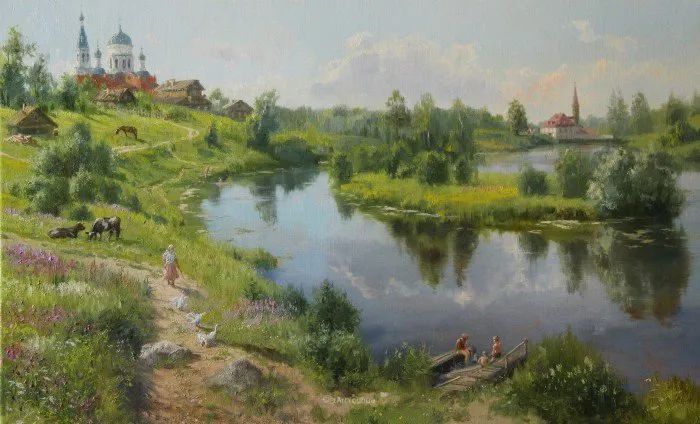 迷人的俄罗斯农村风景油画！