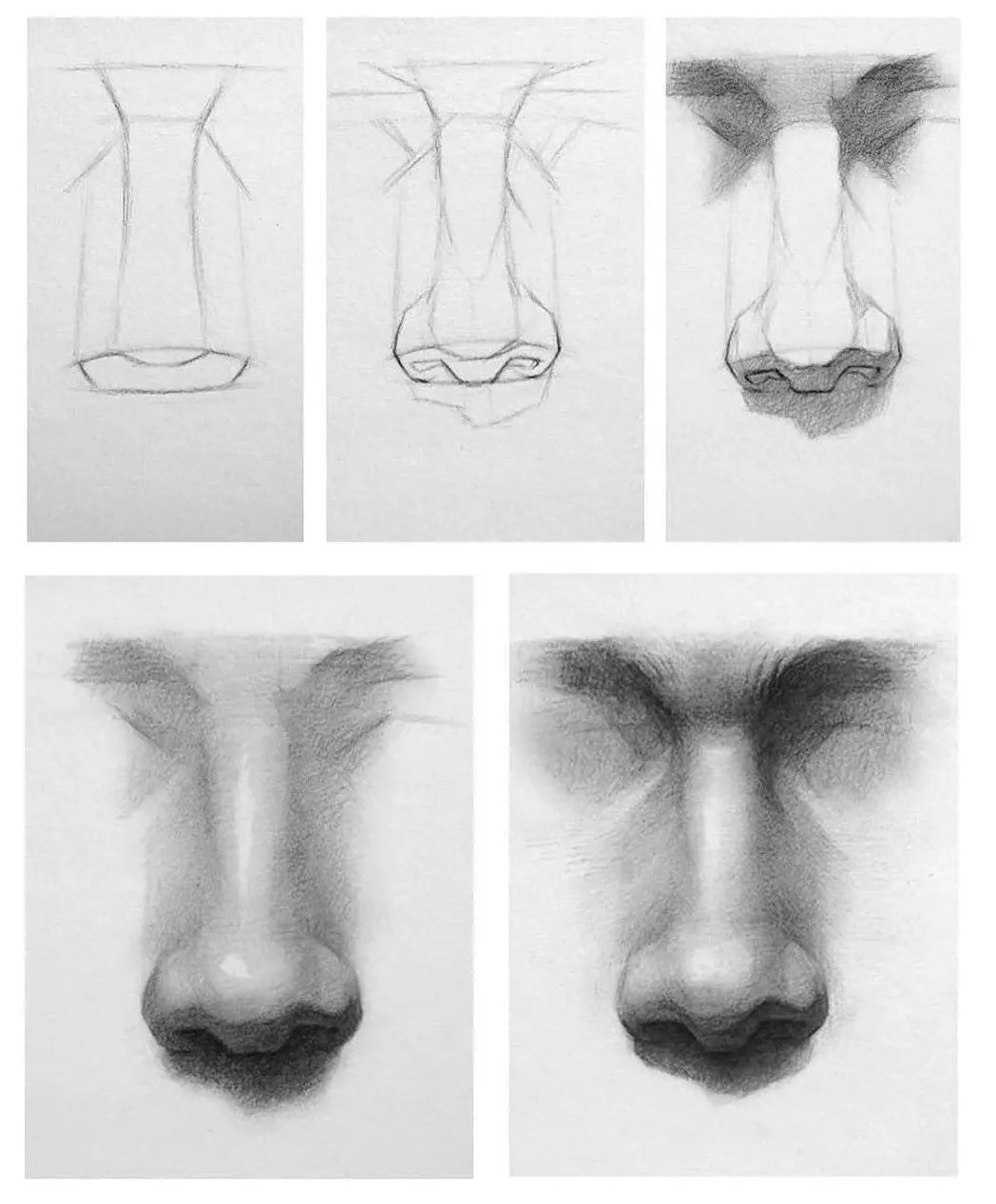 素描绘画步骤（鼻子、眼睛、嘴巴）