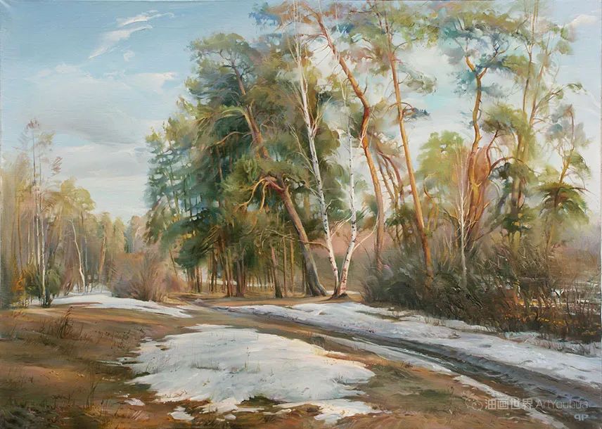 俄罗斯雪景油画，罗曼·罗曼诺夫作品