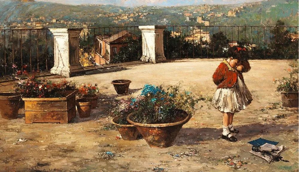 乡村生活画，意大利杰出画家文森佐·伊罗利作品