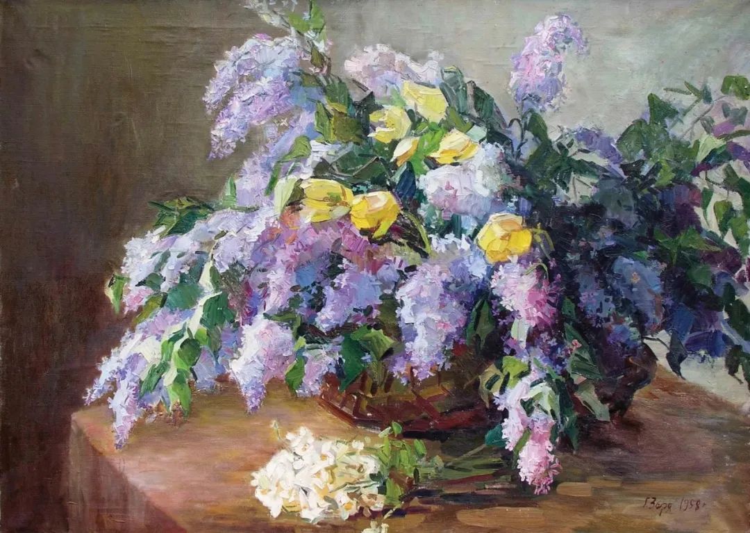 静物花卉油画,乌克兰画家佐里亚·杰尼索夫娜