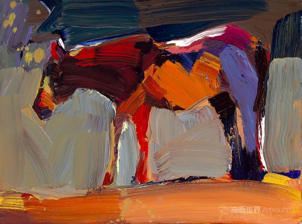 简化的色块油画，美国艺术家丹娜·胡珀作品