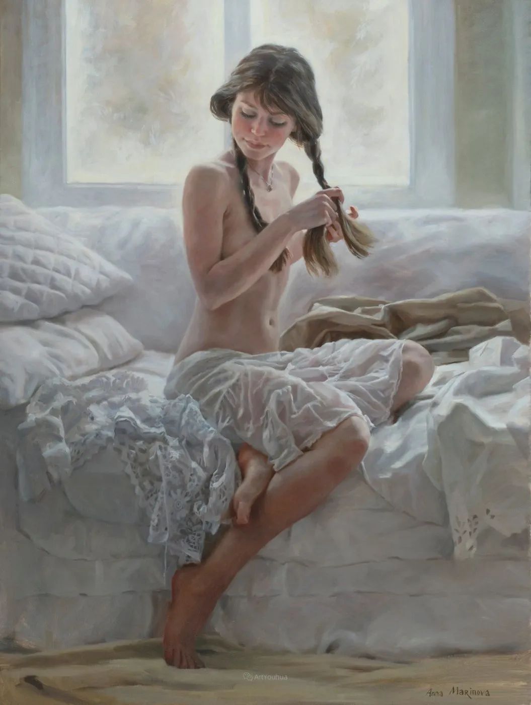 极致的女性曲线美，​俄罗斯画家安娜·玛丽诺娃作品