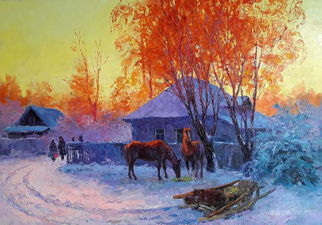 刀画风景，乌克兰画家谢尔久科·鲍里斯作品