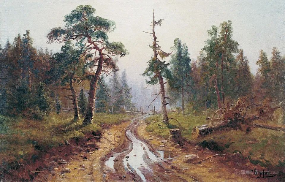 他描绘的森林风景画，具有希施金的潜质！