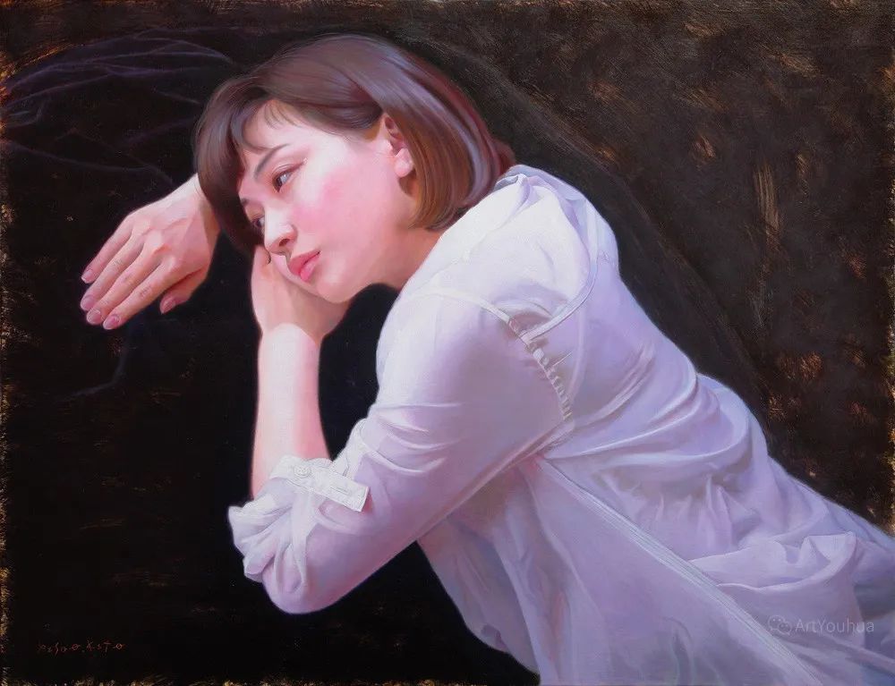 日本画家加藤裕生的女人油画，洋溢着青春的光彩!