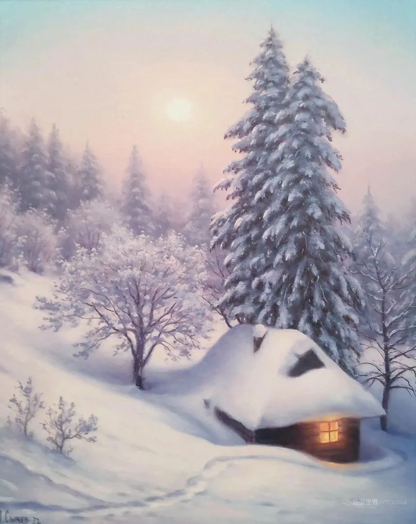雾气弥漫的风景画，俄罗斯画家阿列克谢·瑟切夫作品