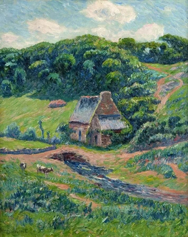 色彩生动的法国乡村风景，保罗·马德琳作品欣赏